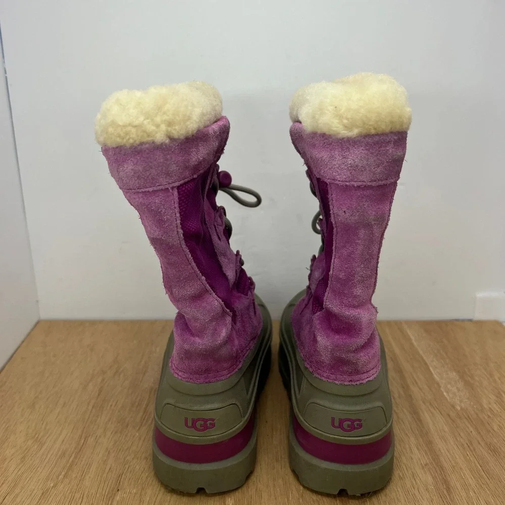 UGG Bobbey 3288 Snow Boots Kids Size 1 Purple Waterproof Shearling Lined Gray